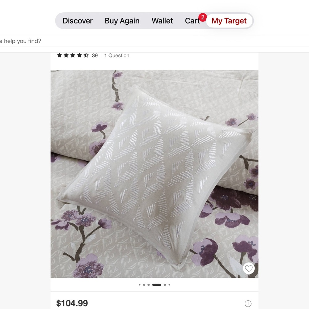 Madison Park Purple and Cream Floral Comforter Set Queen 8 piece set - Picture 4 of 10